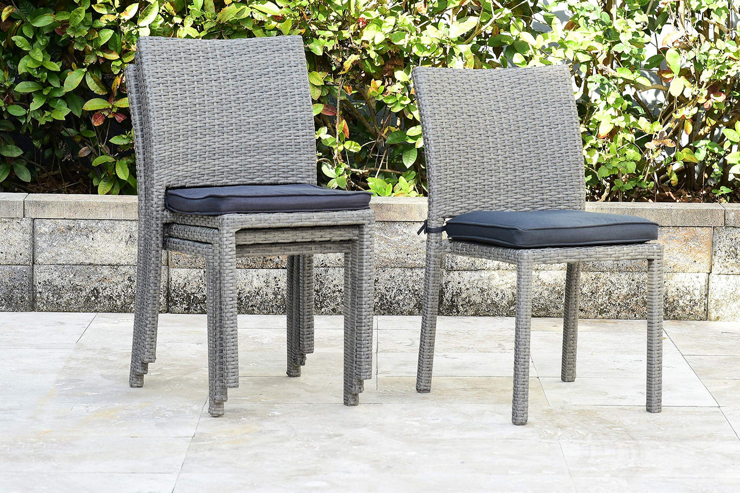Amazonia Jefferson 11-Piece Patio Extendable Dining Table Set | Teak Finish & Light Grey Wicker Chairs with Cushion | Ideal for Outdoors and Indoors