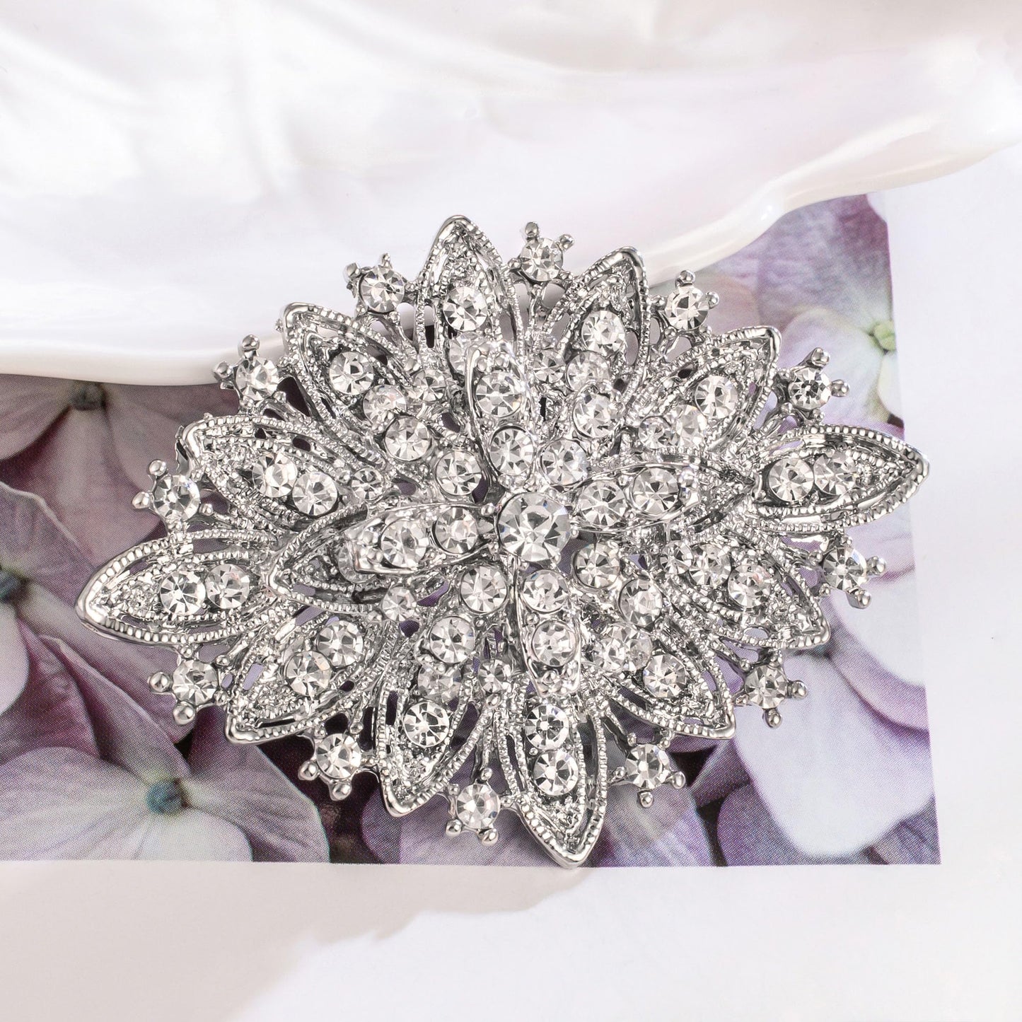 HAISWET Vintage Art Deco Crystal Rhinestone Brooch Pin for Women White