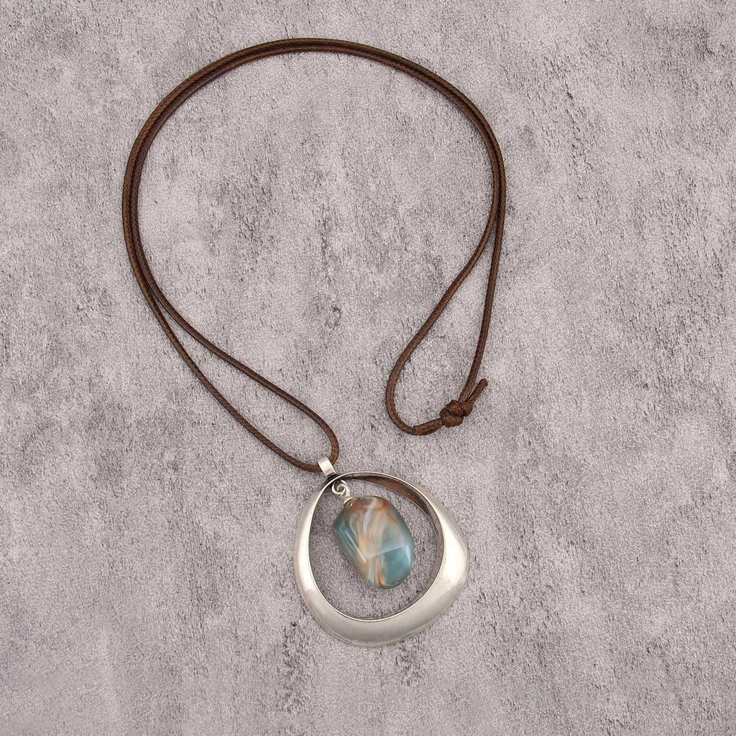 joymiao Bohemian Necklace Women Chunky Long Vintage Necklace Boho Hippie Choker Style Necklaces with Silver Pendant Stone Casual Jewelry