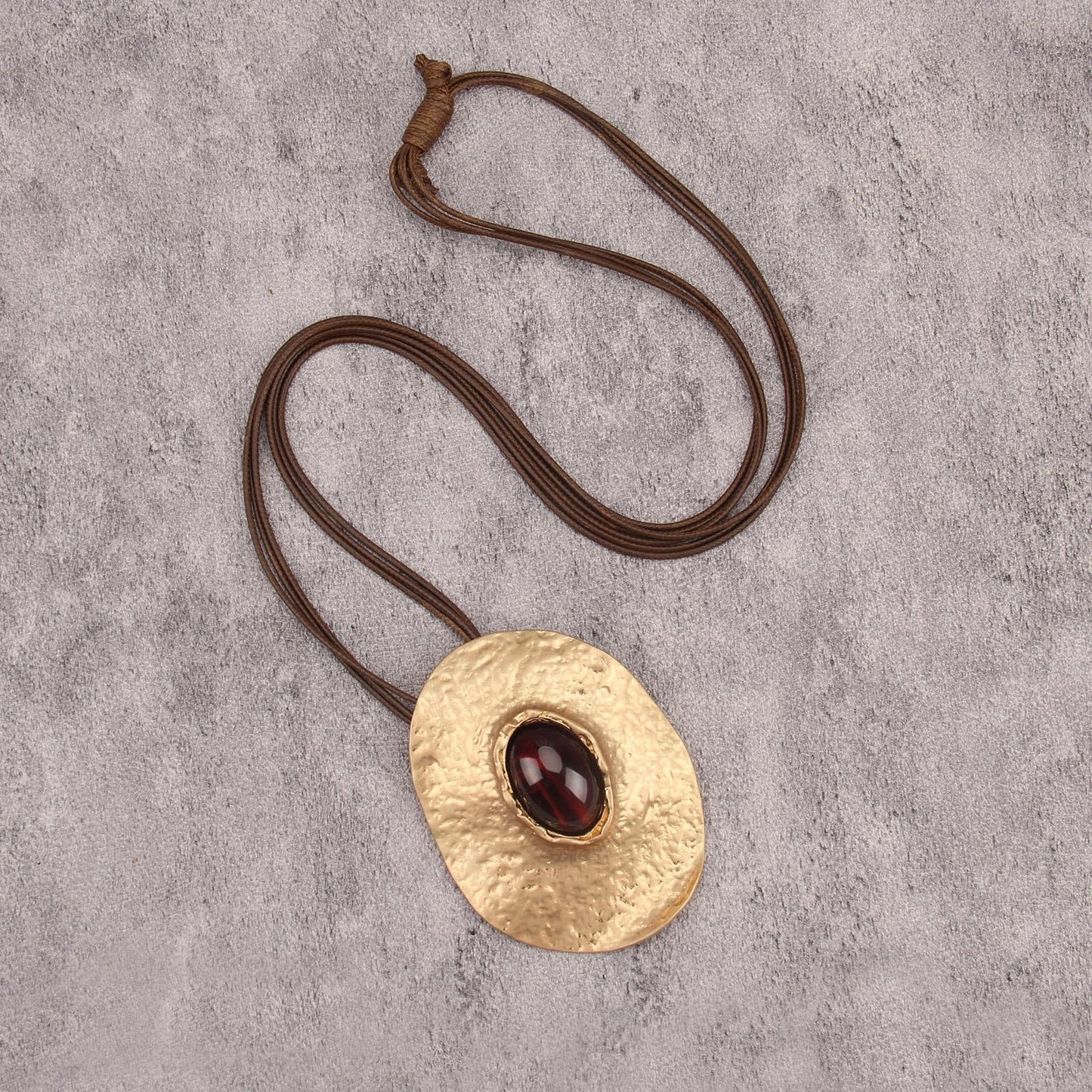 joymiao Chunky Statement Necklace for Women Vintage Bohemian Necklace with Large Gold Pendant Hippie Jewelry