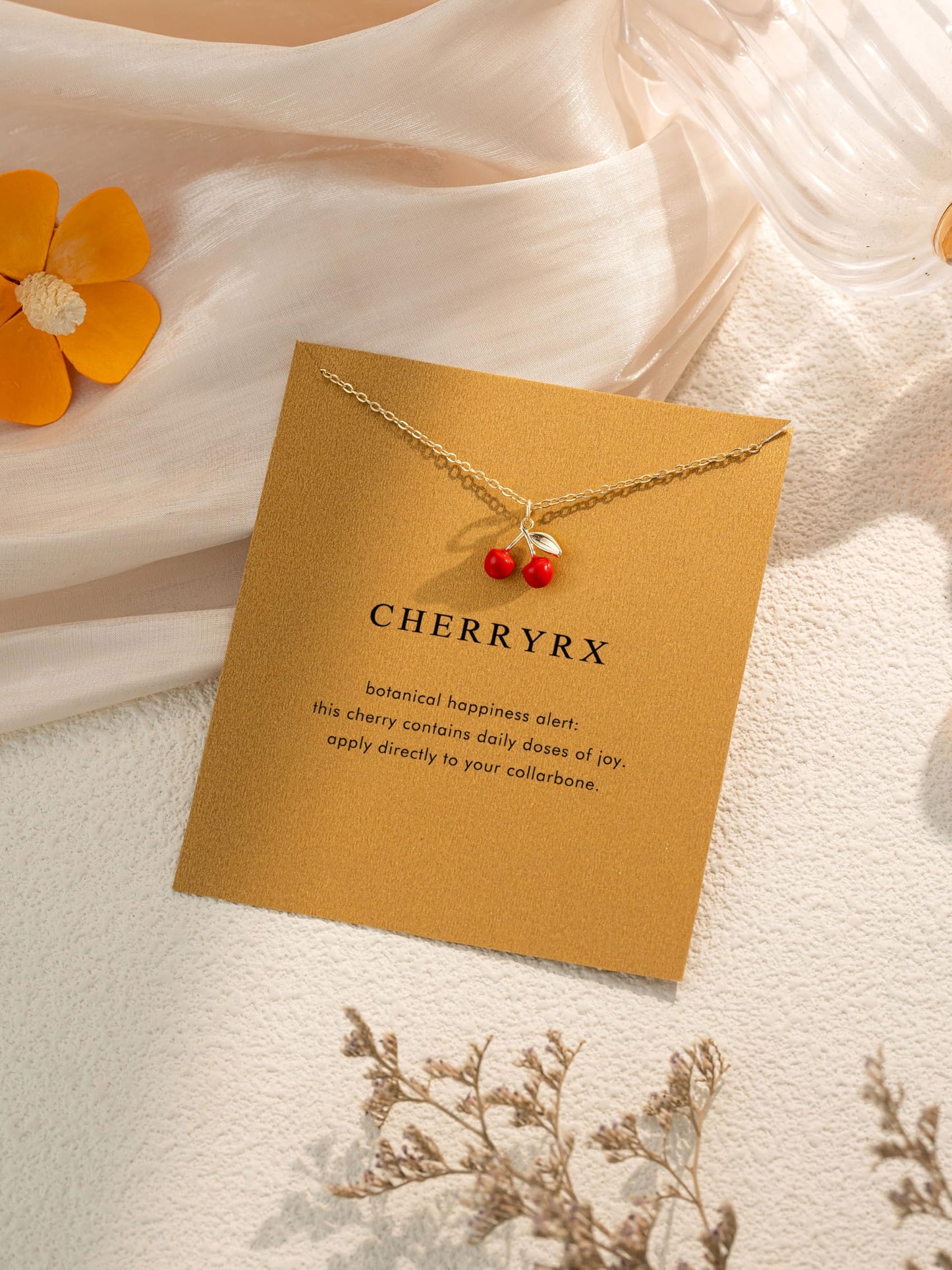OBSUN Cherry Necklace for Women Red Cherry Charm Gifts for Her Friends Female Red Necklace (cherry)