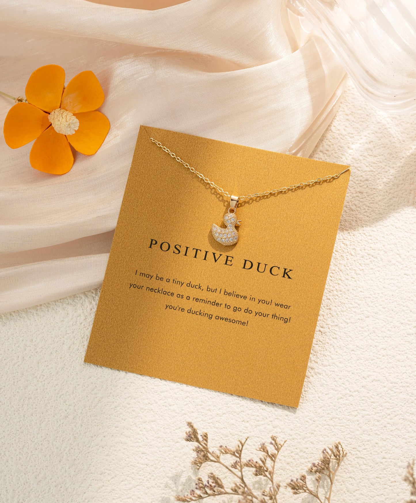OBSUN Positive Duck Necklace Emotional Cheer Support Positive Inspirational Small Funny Cute Ducks Stuff Cute Gifts for Women Duck Gifts (Duck)