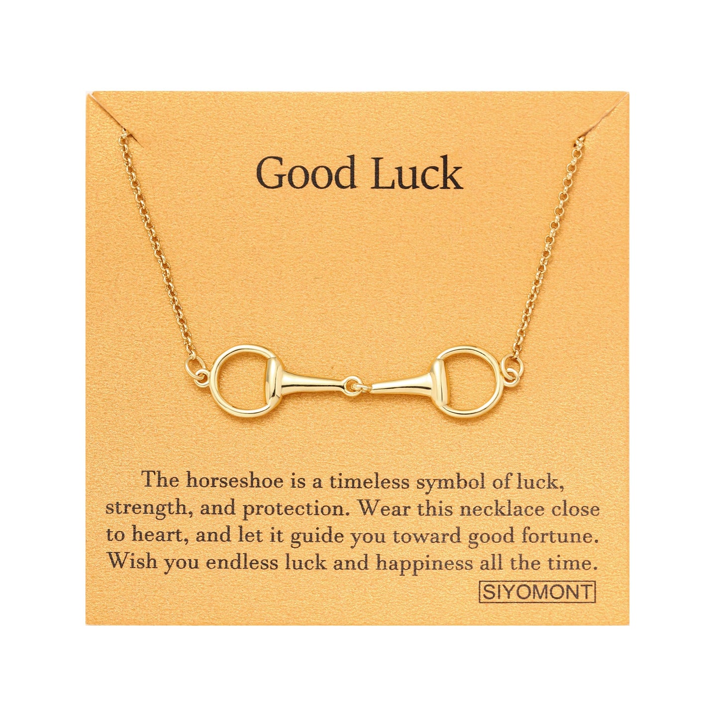 SIYOMONT Horse Necklace 14K Gold Plated Snaffle Bit Snaffle Bit Pendant Necklace Jewelry Gift for Women(G)