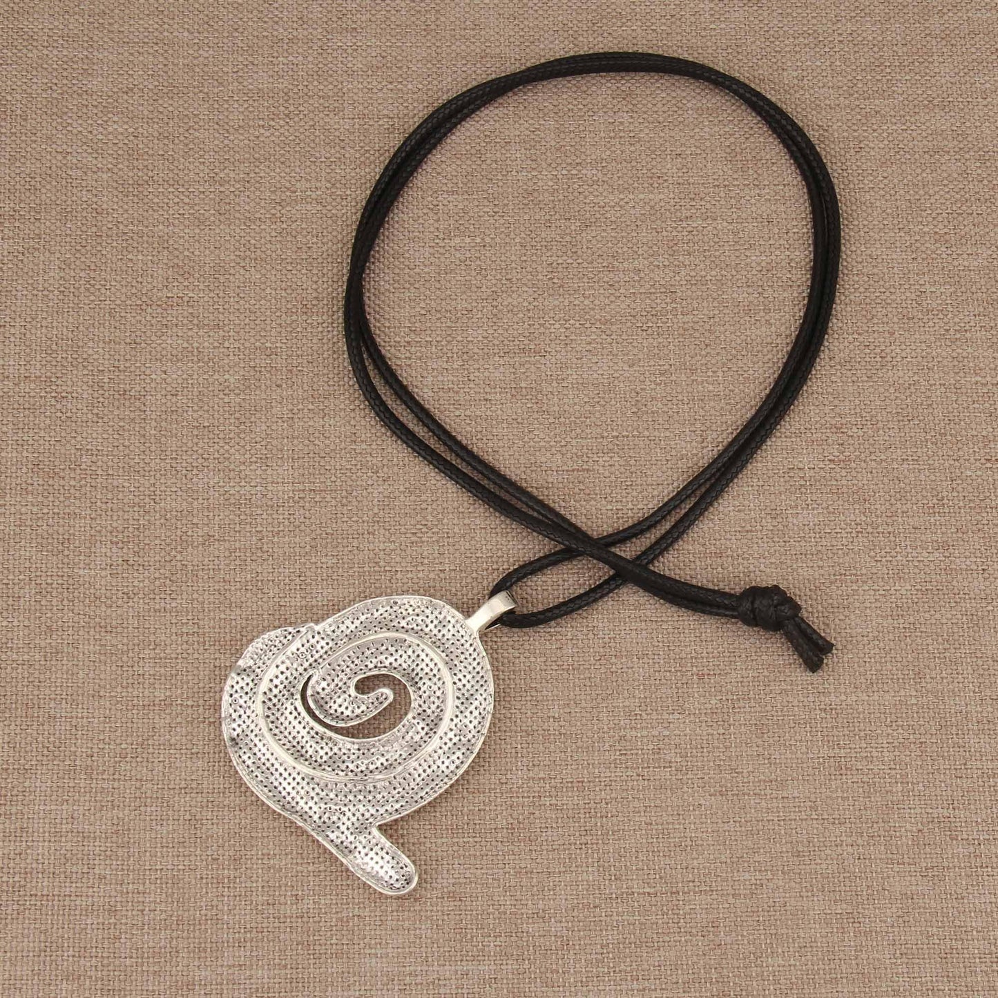 joymiao Bohemian Long Necklace for Women Chunky Boho Gold Necklace Casual Statement Necklaces with Large Silver Swirl Pendant Hippie Jewelry