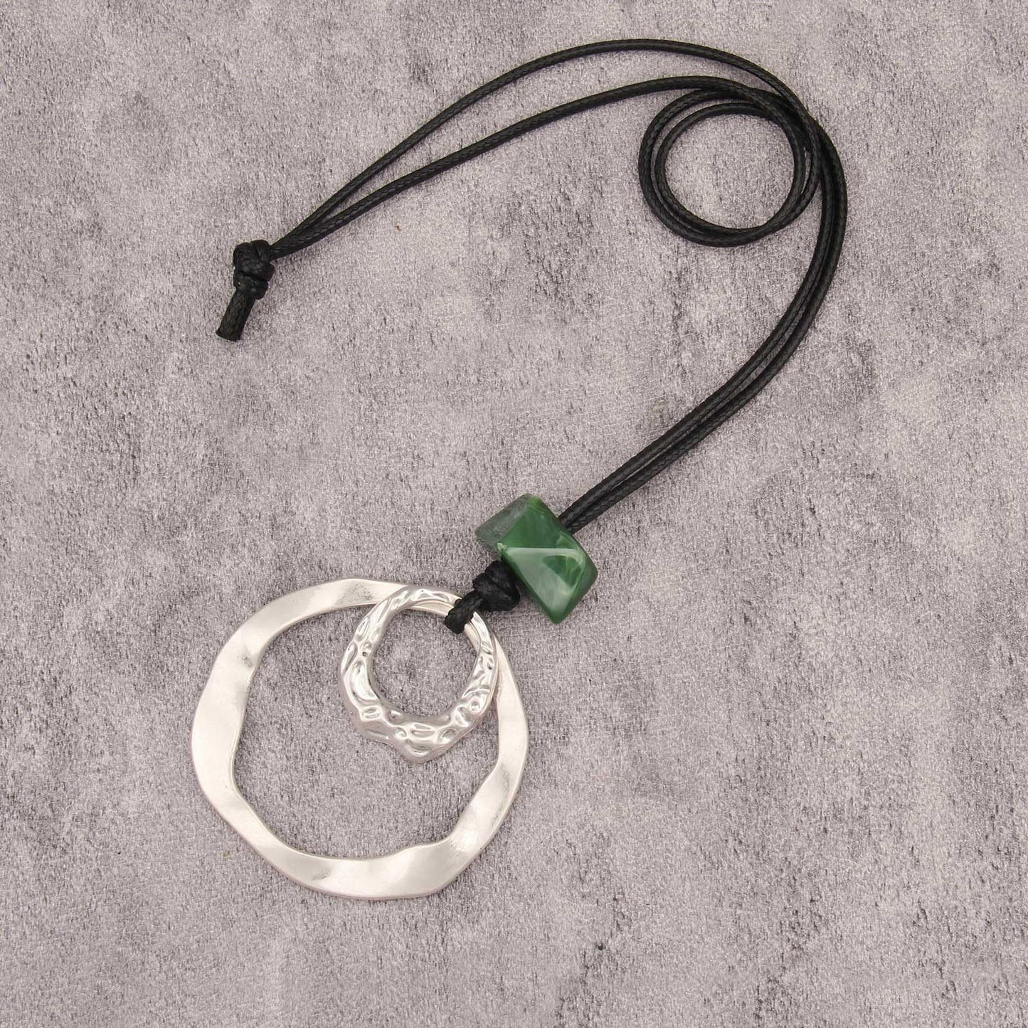 joymiao Vintage Necklace for Women Long Chunky Bohemian Necklace with Silver Ring Pendant Hippie Choker Ethnic Trendy Womens Necklaces