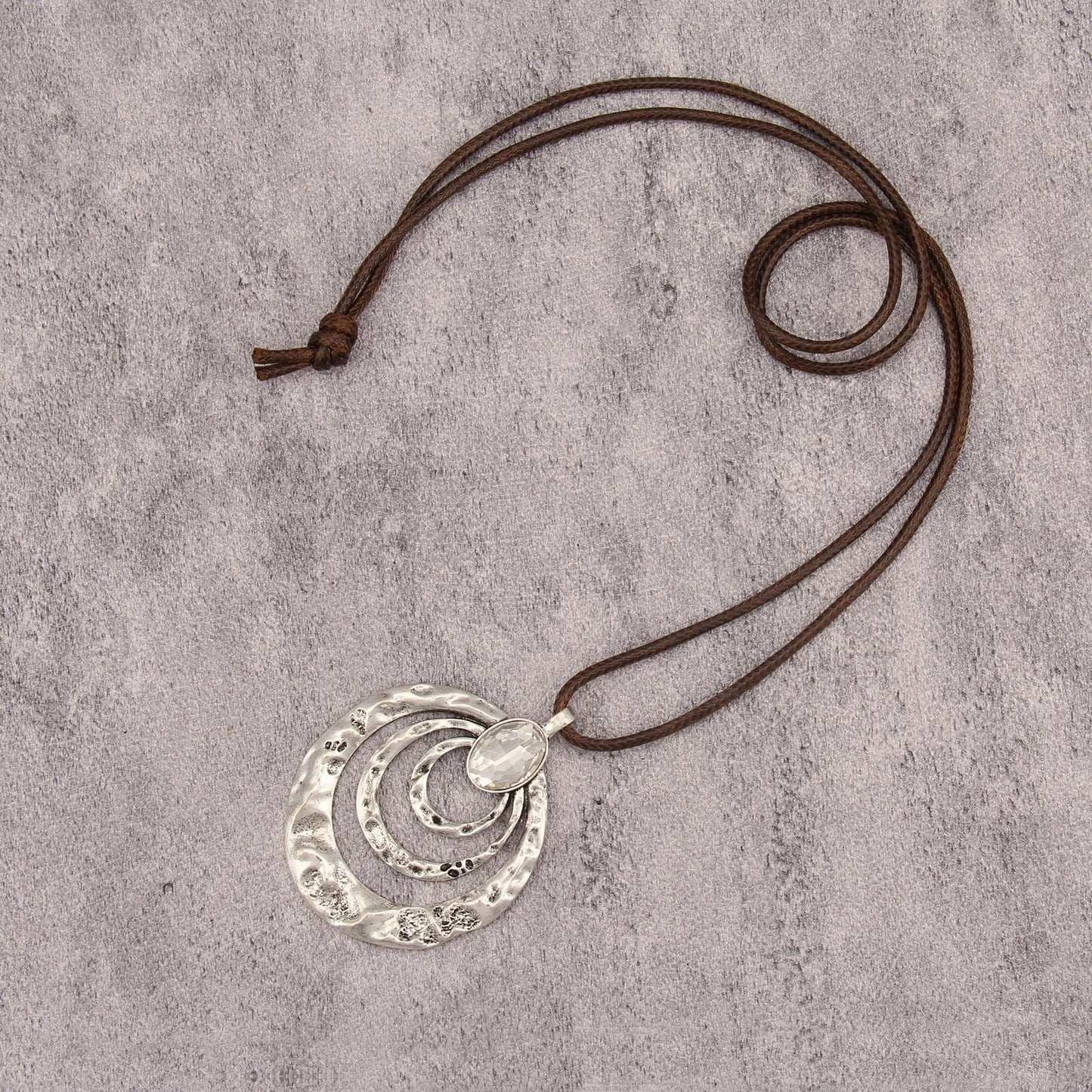 joymiao Hippie Necklace for Women Long Chunky Pendant Necklace with Silver Large Pendant Vintage Boho Statement Necklaces
