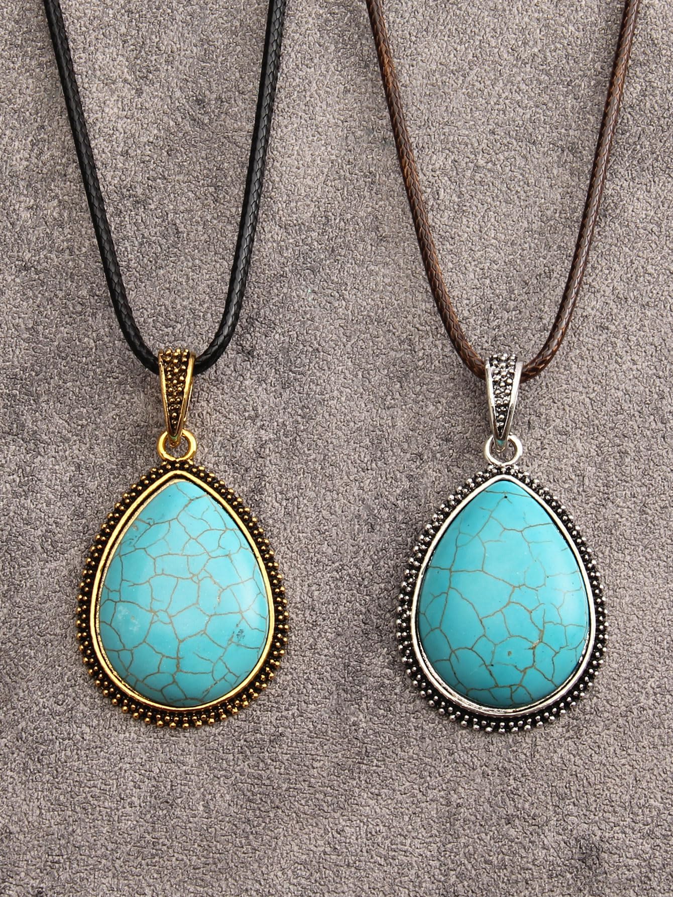 joymiao Boho Pendant Necklace for Women Leather Cord Necklace Cowgirl Sweater Necklace Hippie Choker Necklace Turquoise Jewelry for Teen Girl Gifts