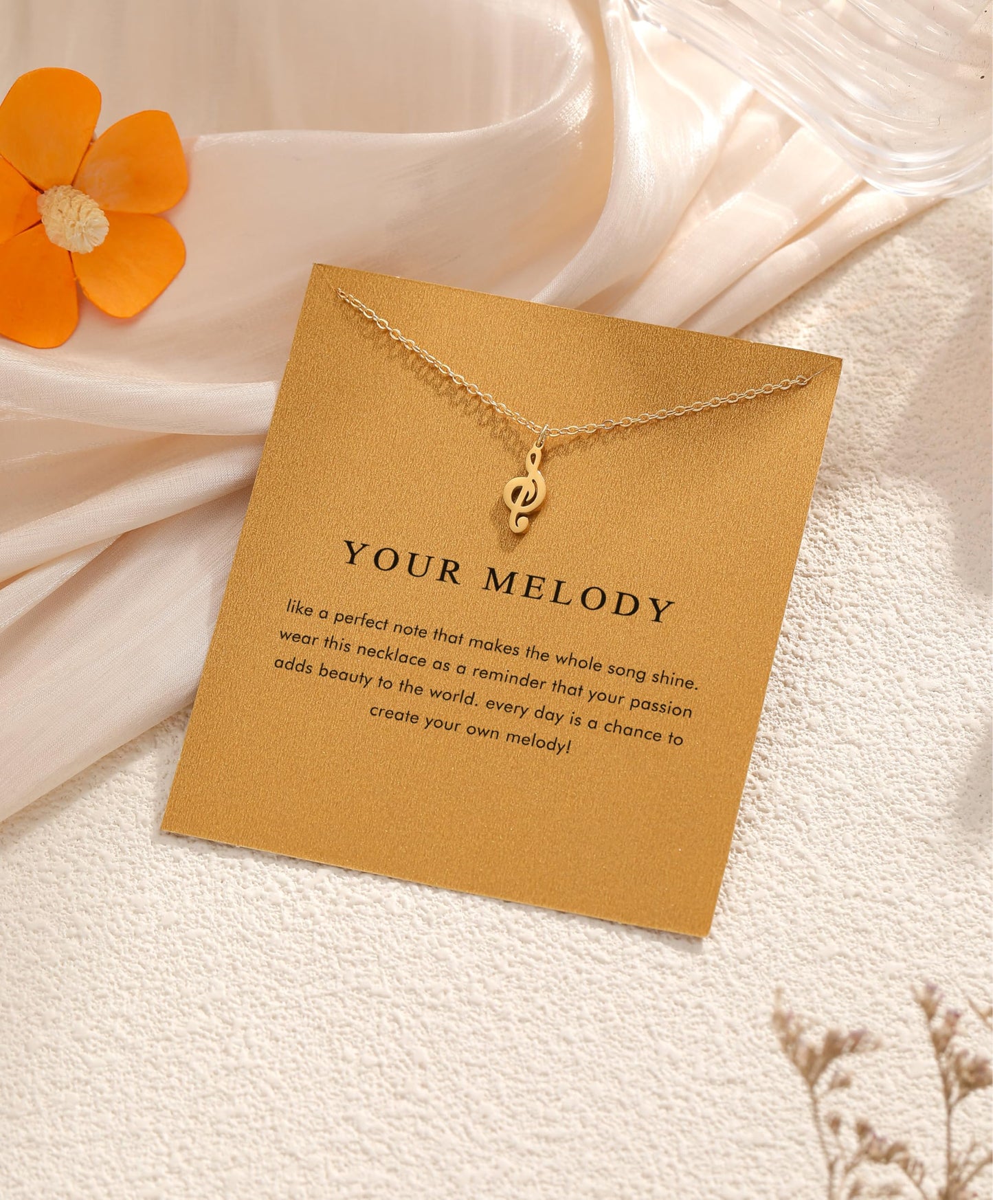 OBSUN Music Gifts for Women Music Note Necklace Gold Treble Clef Necklace Gifts for Music Lovers (Music Note)