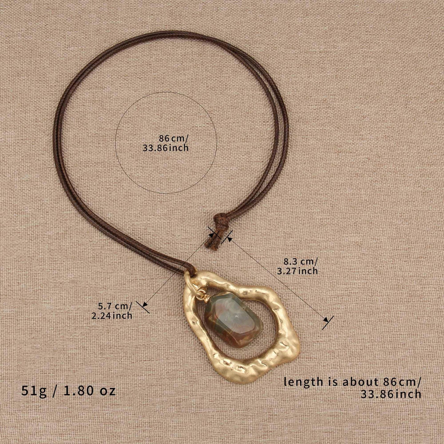 joymiao Vintage Pendant Necklace Women Chunky Gold Boho Necklace Large Vintage Bohemian Statement Boho Necklaces with Resin Stone Hippie Jewelry