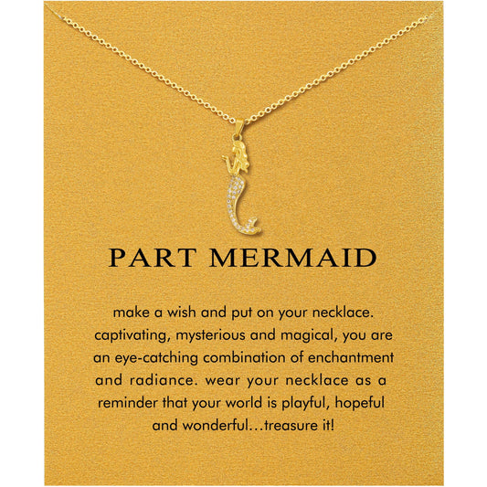 Baydurcan Gold Mermaid Necklace Best Friend Bestie Gifts for Women Mermaid Accessories (Mermaids)