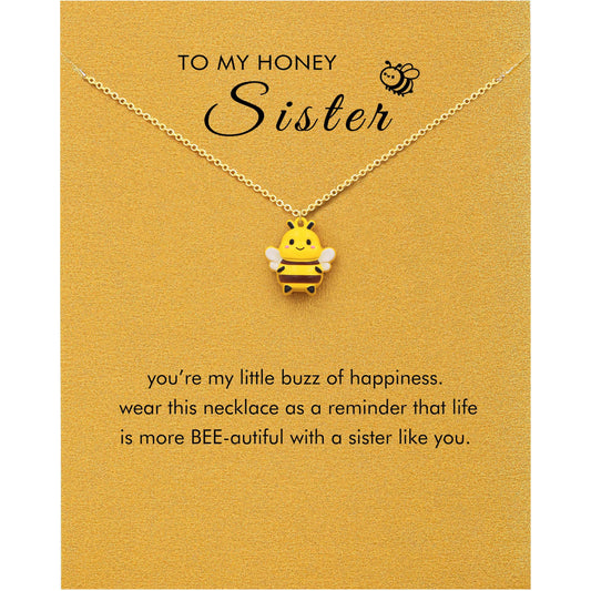 Baydurcan Bee Sister Necklace, Sisters Gifts from Sisters, Bumblebee Pendant Jewelry, Soul Sister Gift for Best Friend