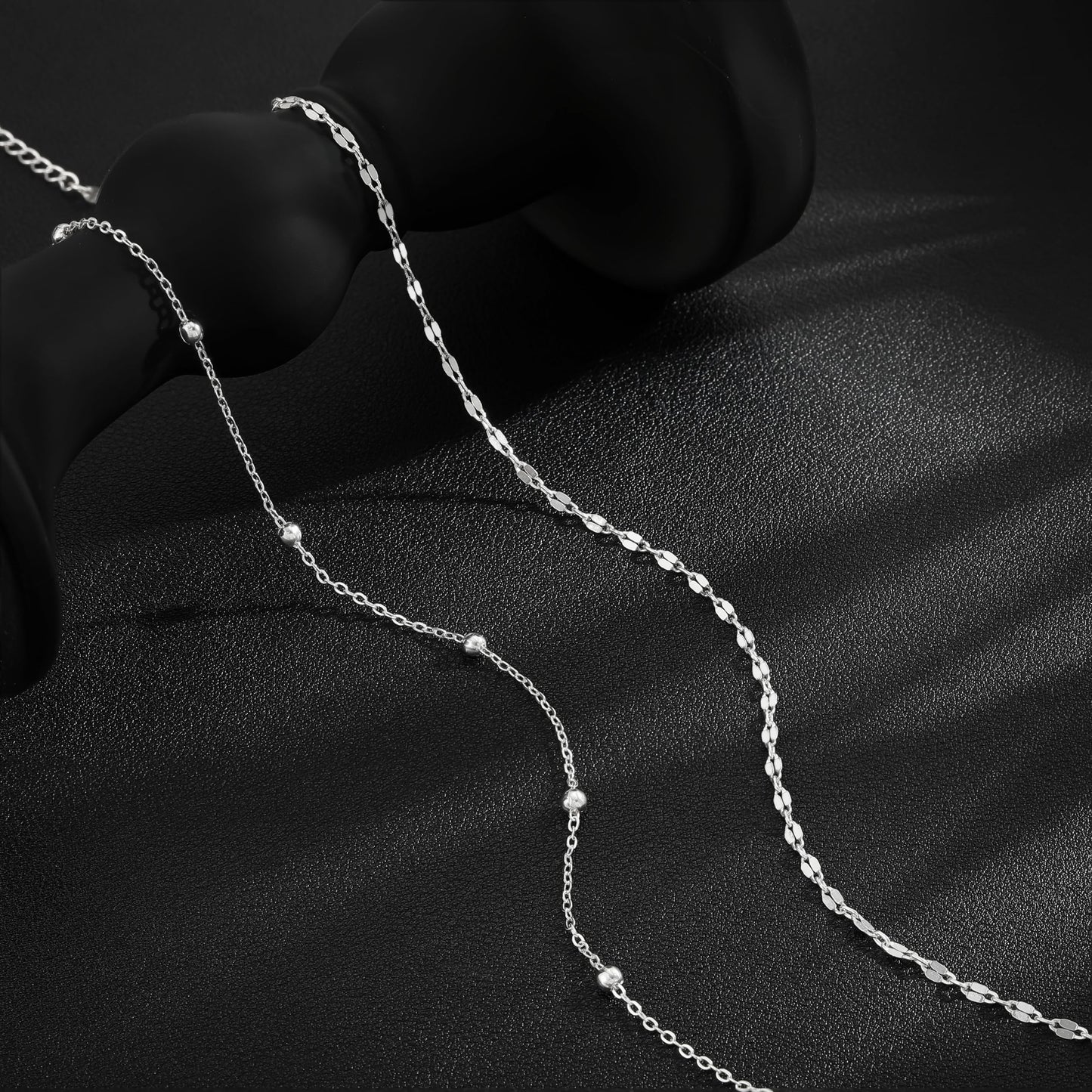 MOODEAR 925 Sterling Silver Waist Chain for Women – Double 2PC Belly Bead Body Chain Belt, Spacer Beads & Lip chain Design, Waterproof Summer Beach Jewelry for Bikini, Dress & Vacation