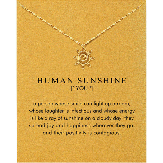Baydurcan Golden Sun Necklace for Women, Sunshine Pendant Necklace Sun Jewelry, Appreciation Gift for Women