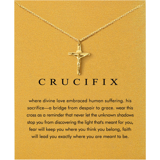 Baydurcan Gold Cross Necklaces for Women Crucifix Necklace Christian Gifts for Her Friends Female Jesus Necklace Christian Women Gifts (Cross)