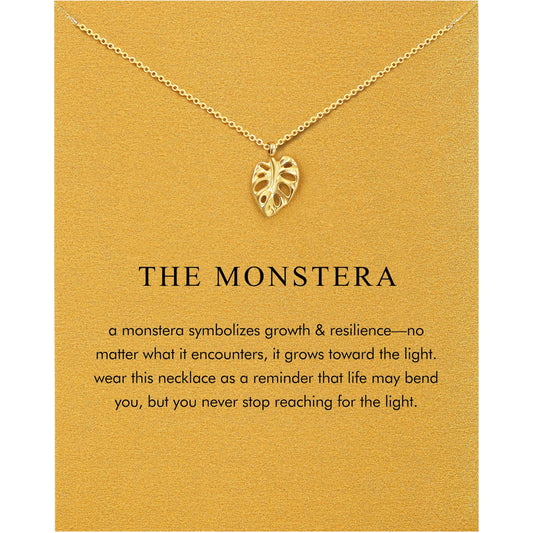 Baydurcan Monstera Necklace for Women, Plant Leaf Pendant Monstera Jewelry, Botanical Gift for Plant Lover