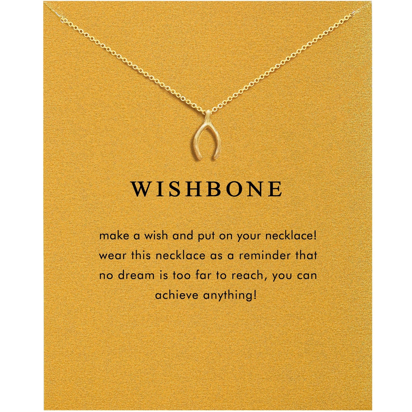 OBSUN Wishbone Necklace for Women 14K Golden Fishbone Necklace Wish Gifts for Women wishbone Charm (Wishbone)