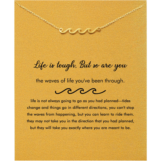 Baydurcan Gold Wave Necklace Get Well Gifts for Women Feel Better Grief Miscarriage Gifts for Women (Wave)