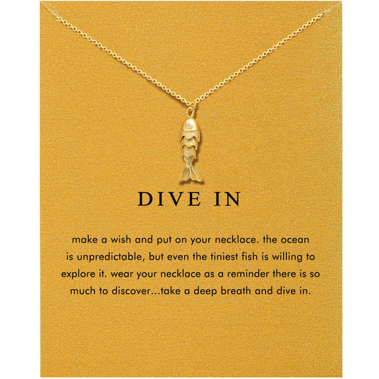 OBSUN Fish Necklace Beach Necklace for Women Fish Charms Wish Necklaces (Fish)