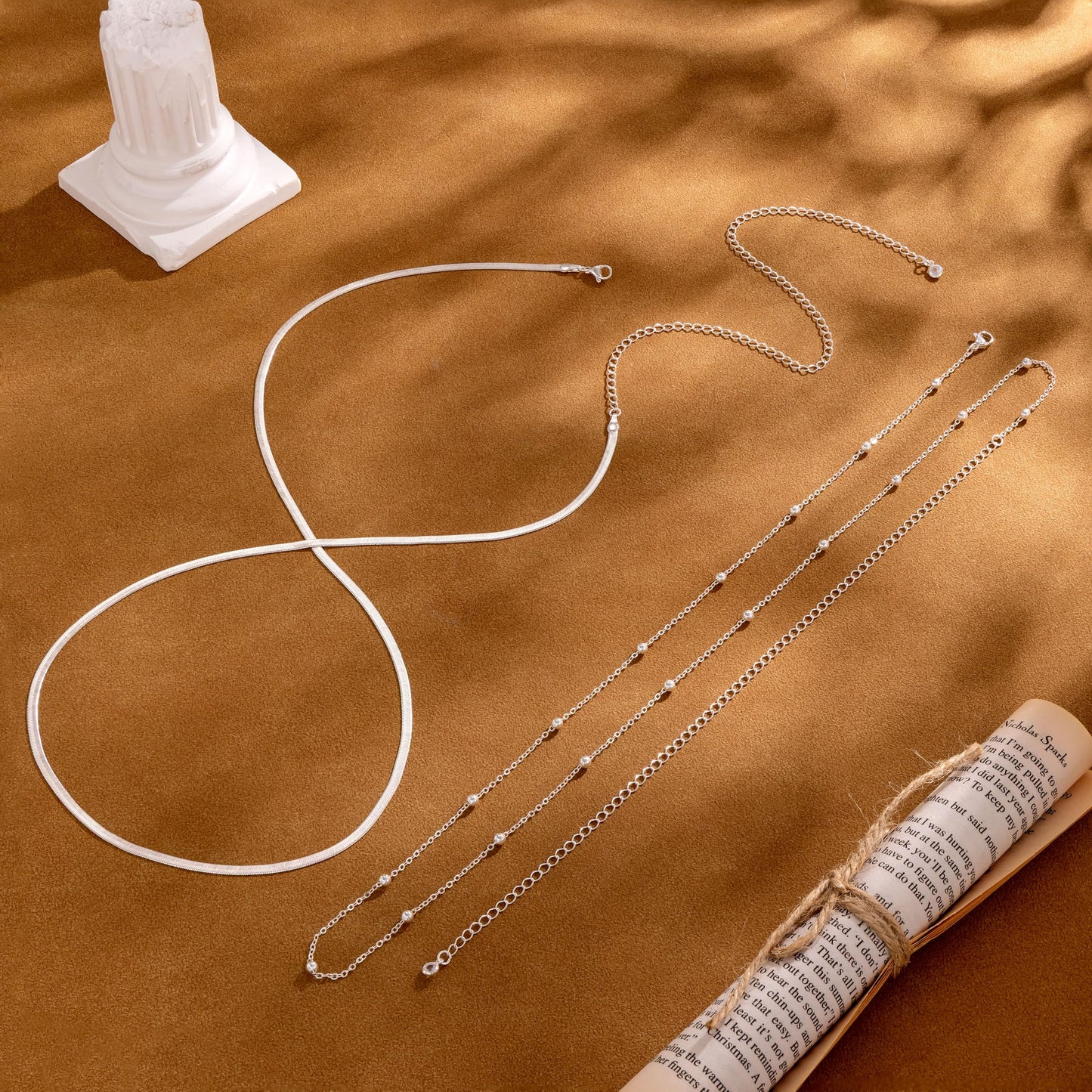 HABIKIP Silver Plater Waist Chain for Women, Layered Silver Plater Belly Belt Chain Sexy Bikini Beach Satellite Waist Beads Chain Adjustable Snake Body Chain Waterproof Jewelry Accessories for Women