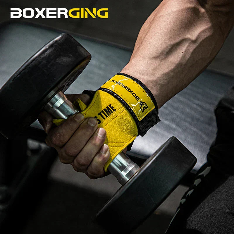 Cowhide Gym Lifting Gloves