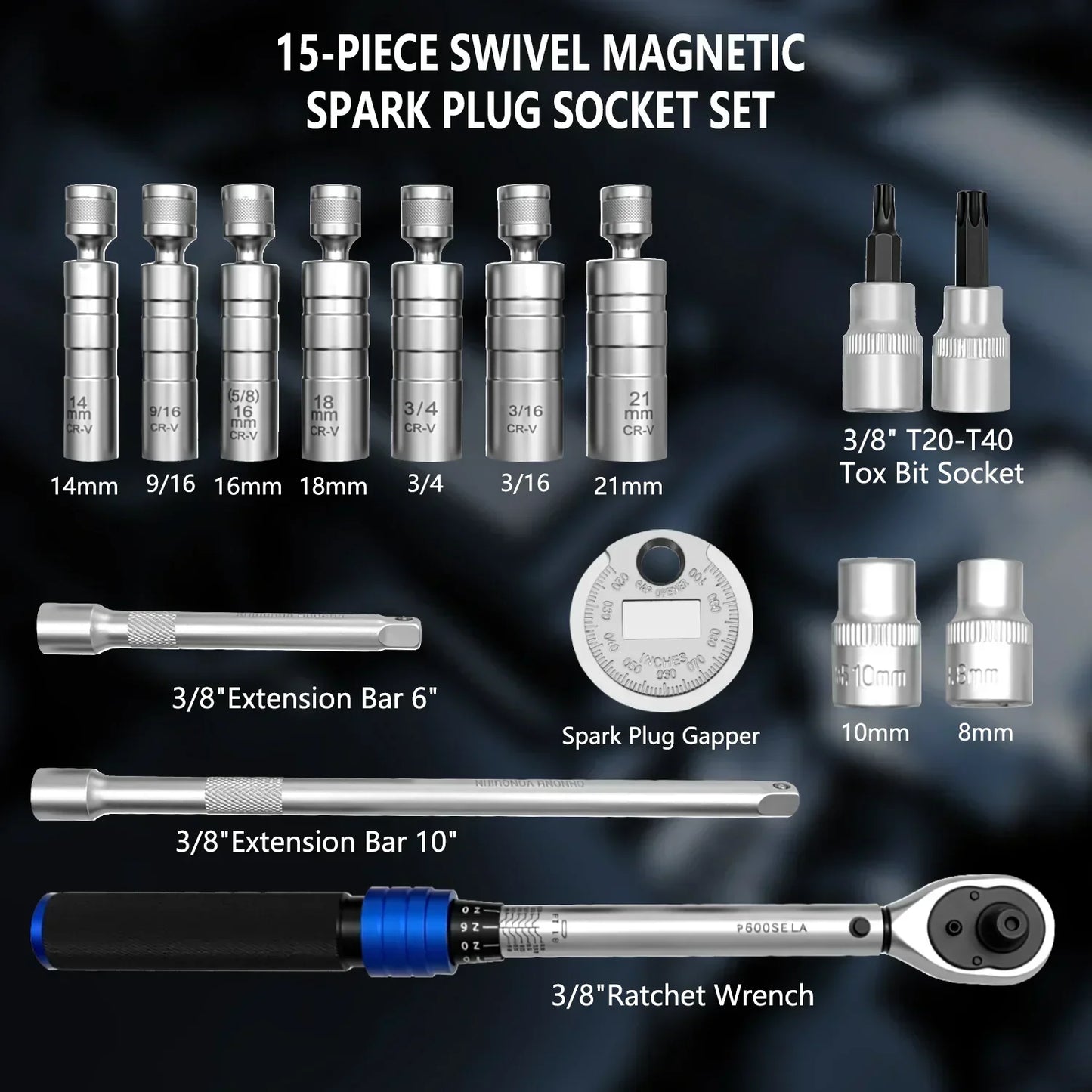 PowerFix 15-Piece Spark Plug Kit