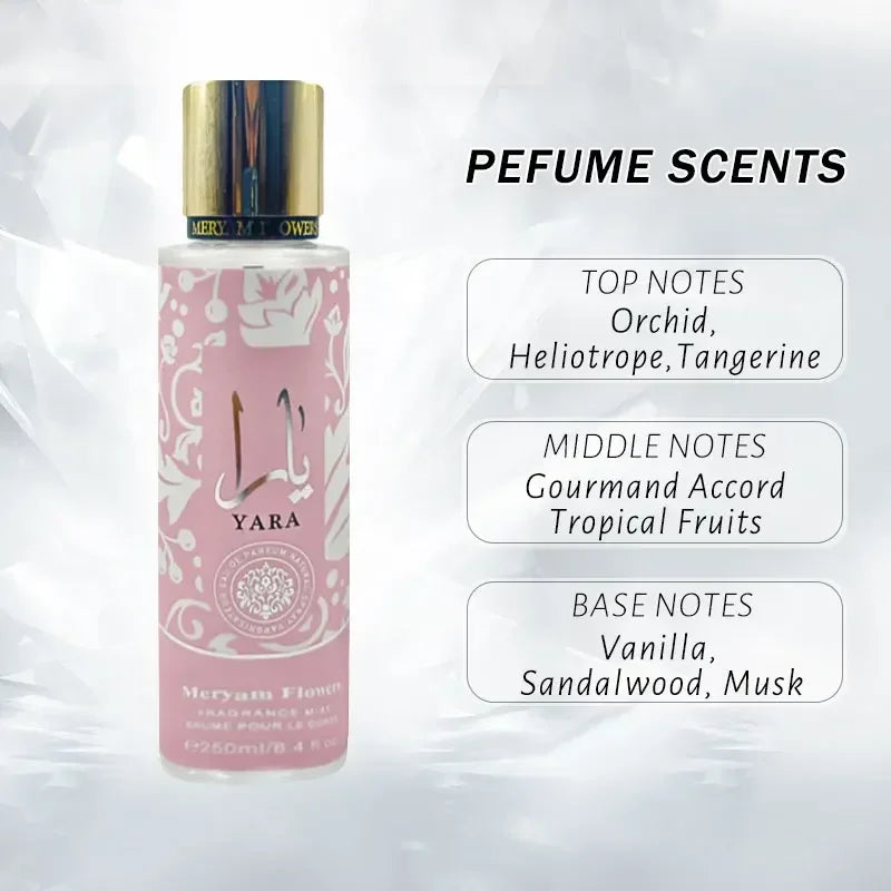 250ML Yara Women's Perfume – Long-Lasting Mist