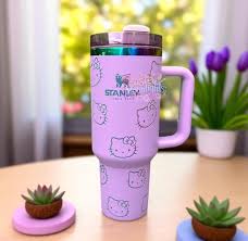 Stanley-Style Hello Kitty Purple Tumbler with Handle – Large Capacity Travel Mug